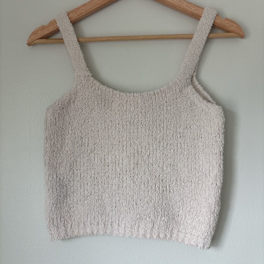 Missguided Cream Knitted Cropped Tank Top